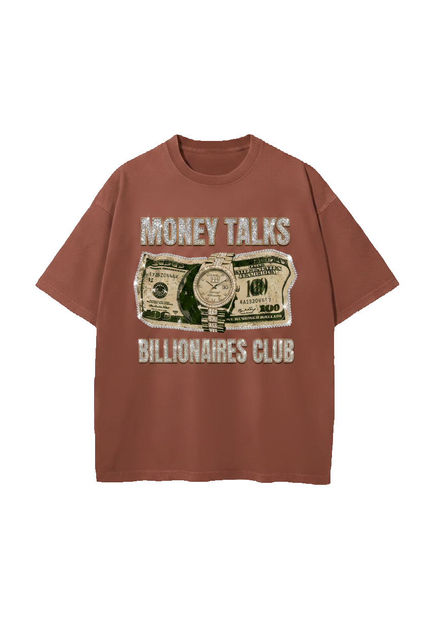 Billionaires Club Tee oversize marrón luxury streetwear - Habiram Store