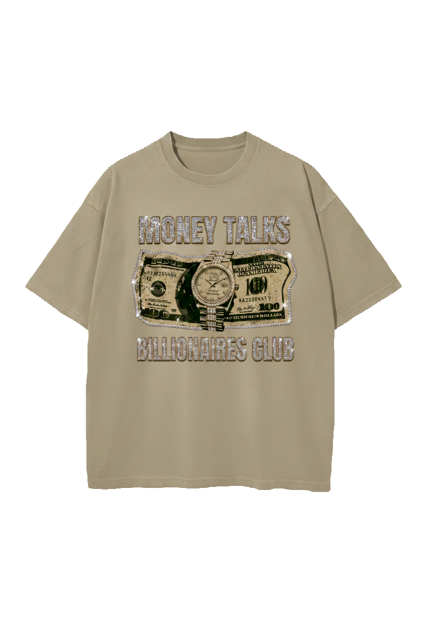Billionaires Club Tee oversize beige luxury streetwear - Habiram Store
