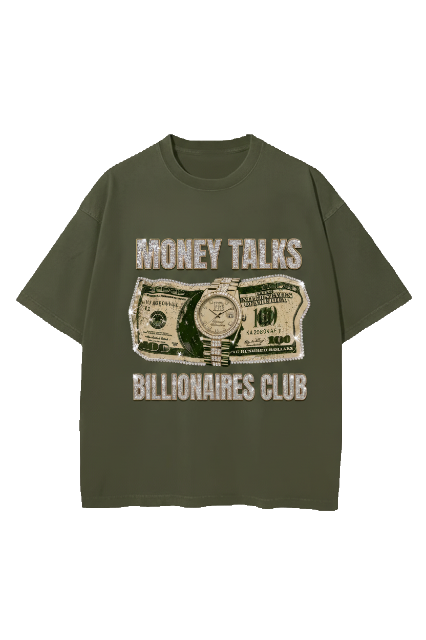 Billionaires Club Tee oversize verde olivo luxury streetwear - Habiram Store