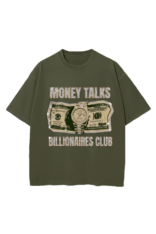 Billionaires Club Tee oversize verde olivo luxury streetwear - Habiram Store