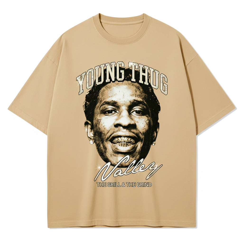 Playera Young Thug Valley oversize beige edición limitada - Habiram Store
