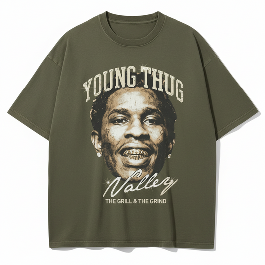 Playera Young Thug Valley oversize verde olivo edición limitada - Habiram Store